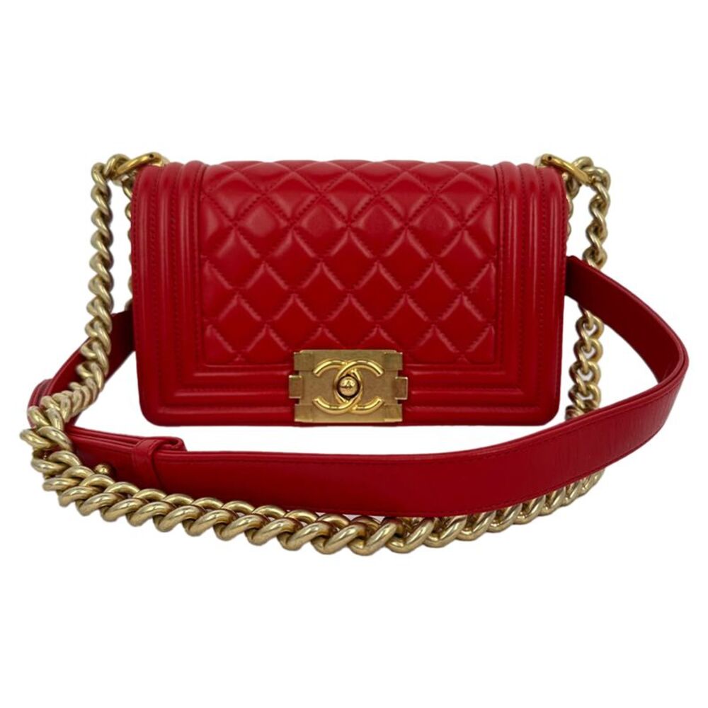 Chanel Le Boy Shoulder Bag in Red Leather